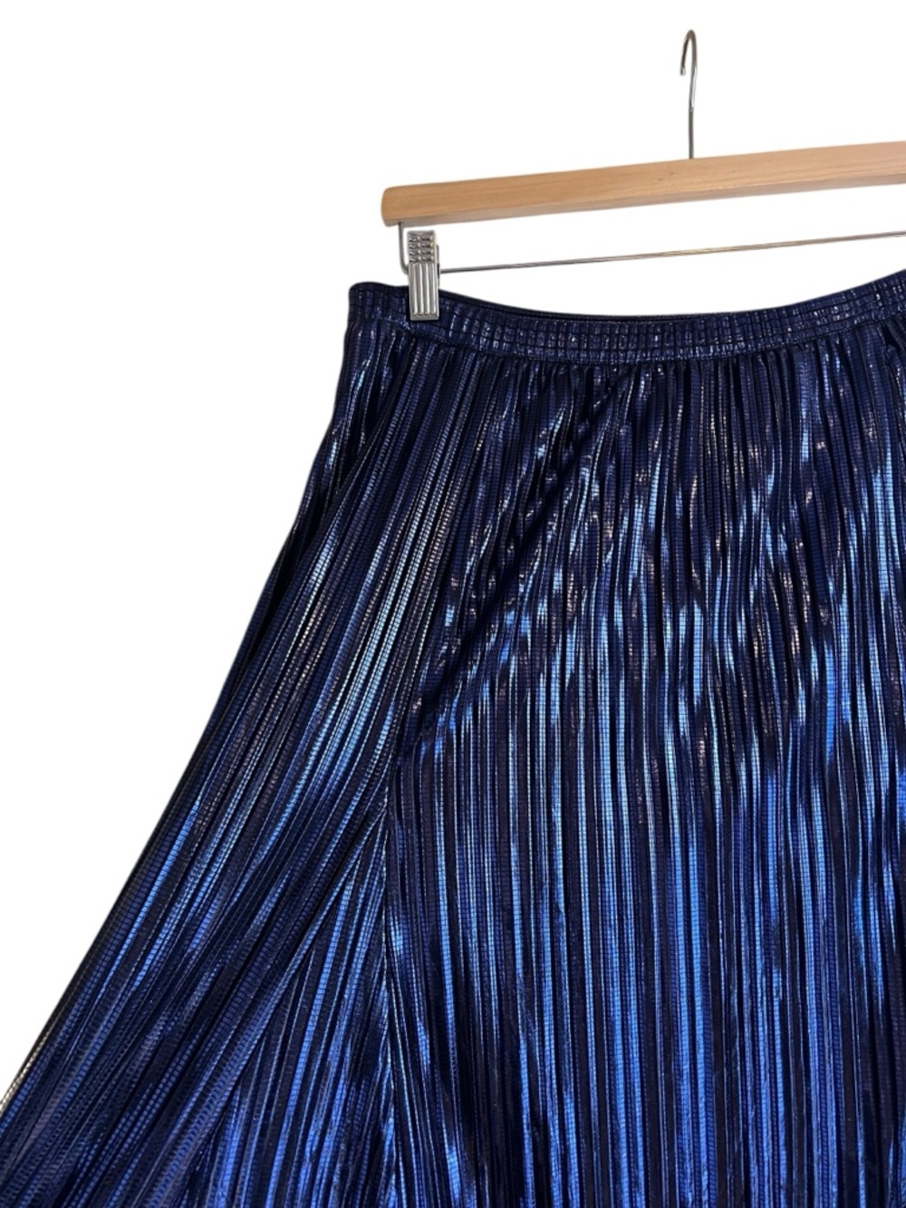 Anthropologie metallic blue pleated a-line midi skirt size M excellent condition - Picture 11 of 14